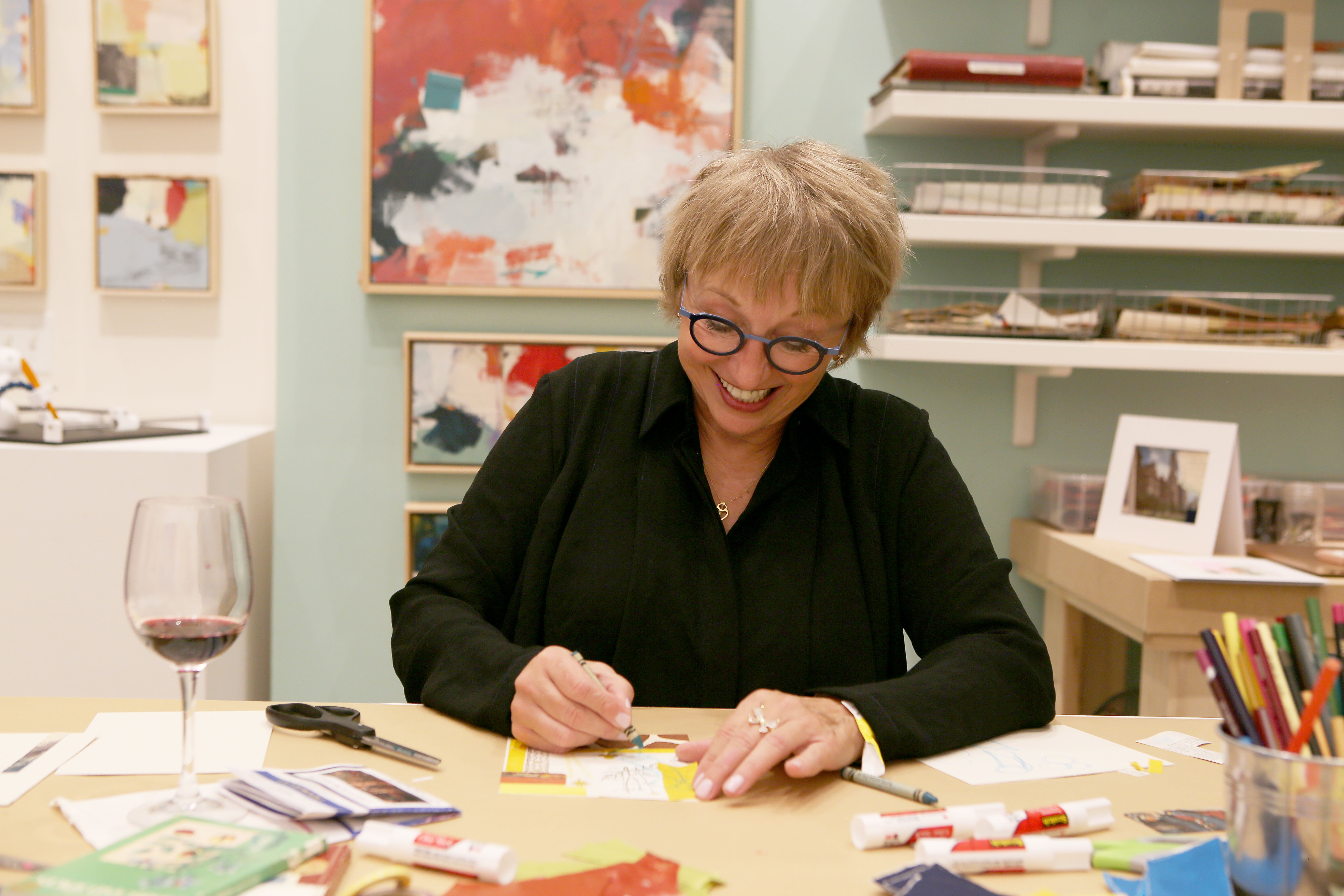 Guest enjoying collage activity